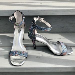 Brash Glitter Sparkle Wrap Ankle High Heel Sz 8